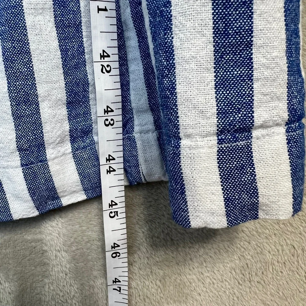 Old Navy Womens M Linen Blend Dress Pockets Blue White Stripe Nautical Bohochic - Picture 7 of 9